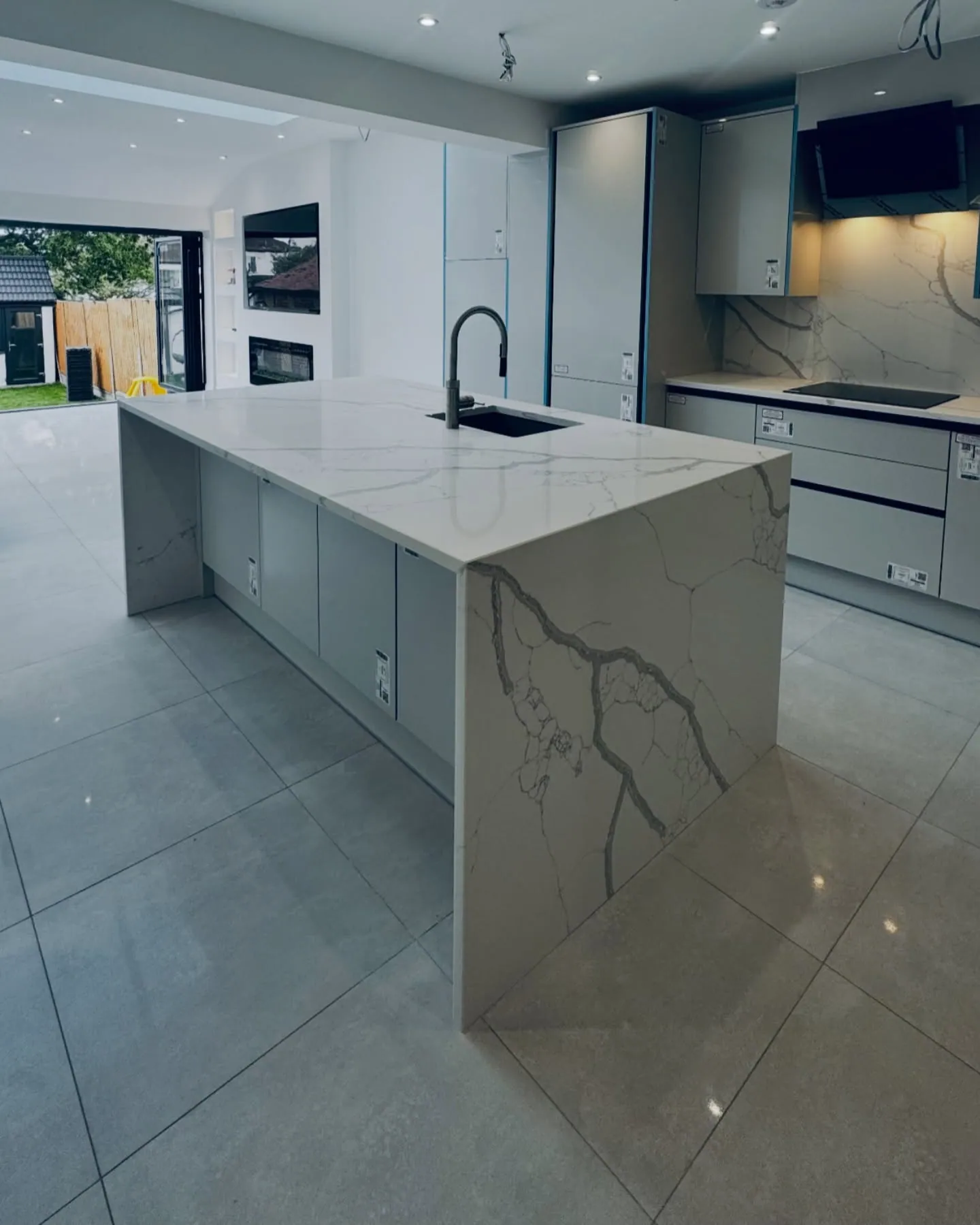 Luxury kitchen with marble countertops
