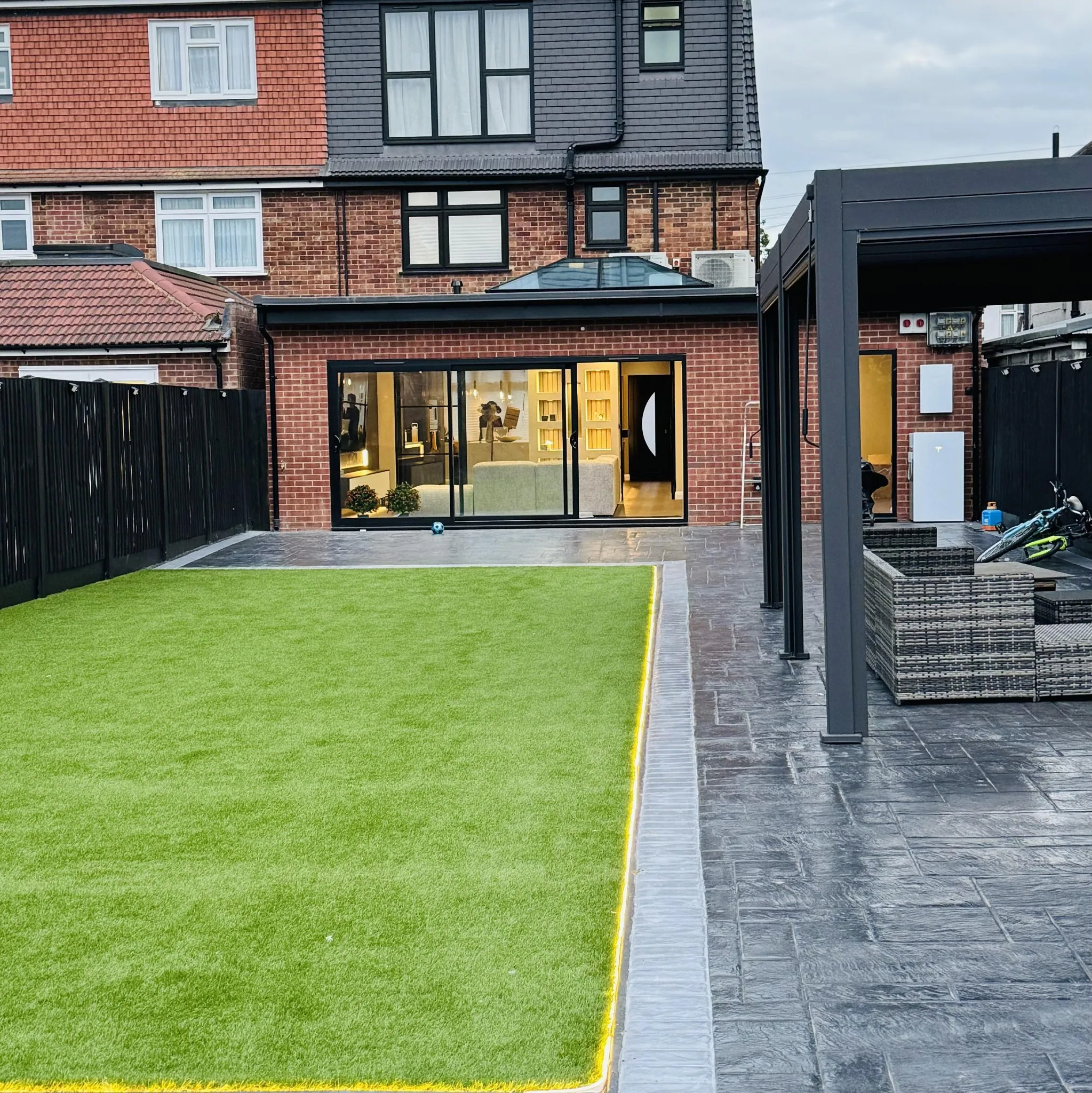 Modern house extension with garden